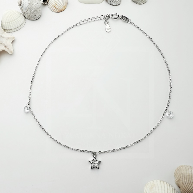 Srebrna Nanogica Star and white stone