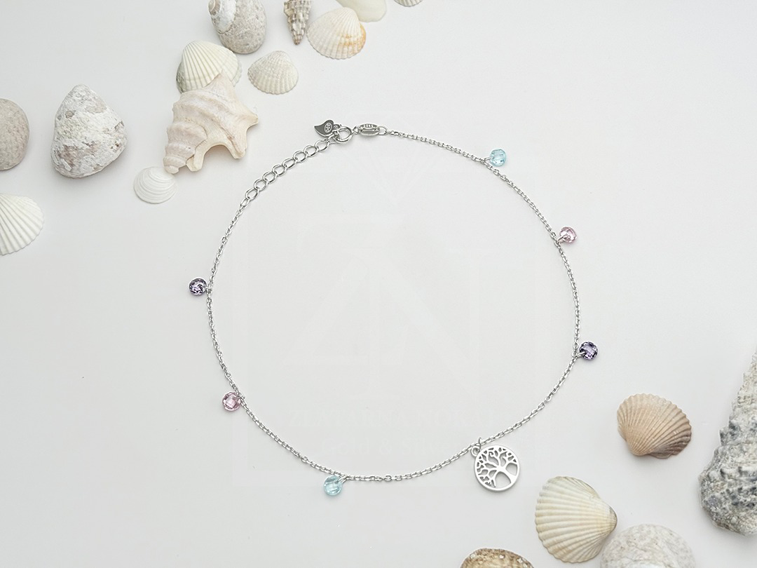 Srebrna Nanogica Tree of life with colorful stone