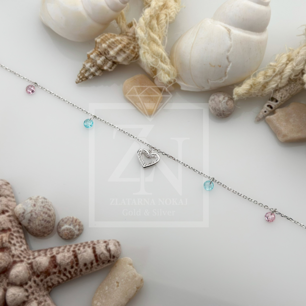 Srebrna Nanogica Heart color stones