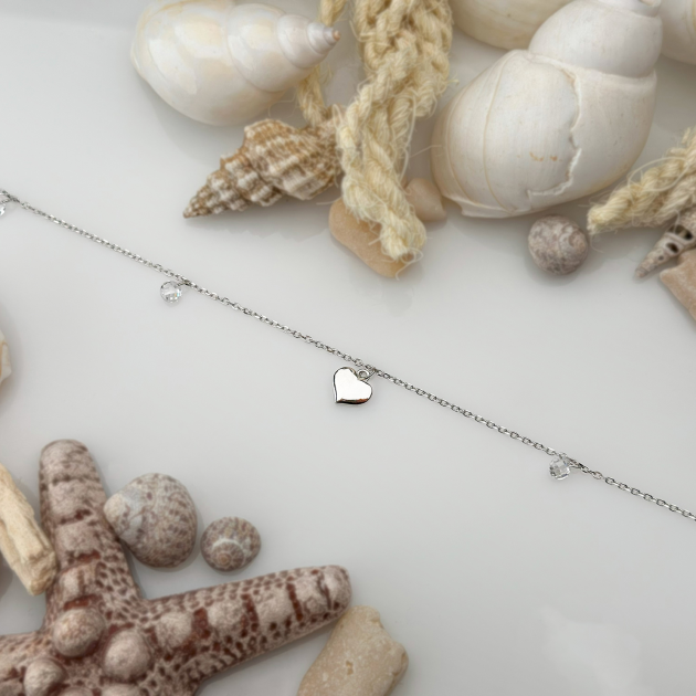 Srebrna Nanogica shiny stones heart