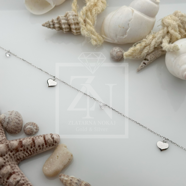 Srebrna Nanogica clean heart white stones