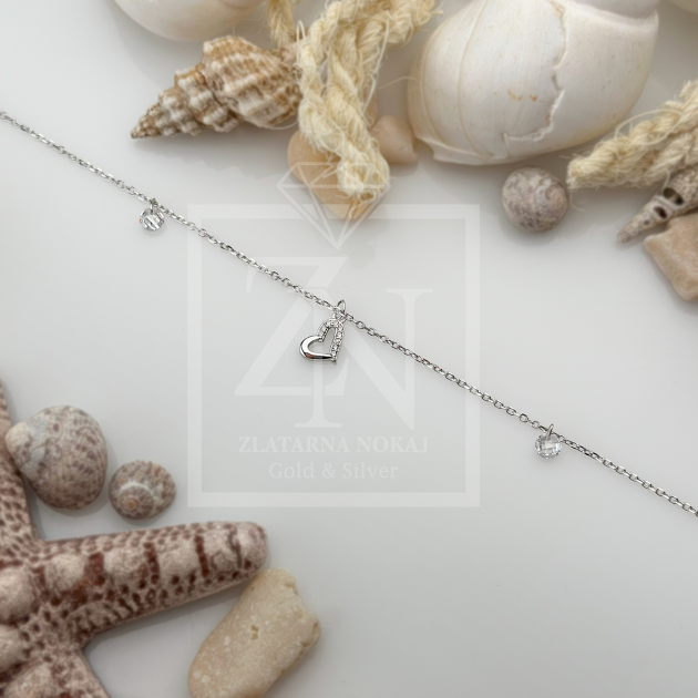 Srebrna Nanogica Heart stones 