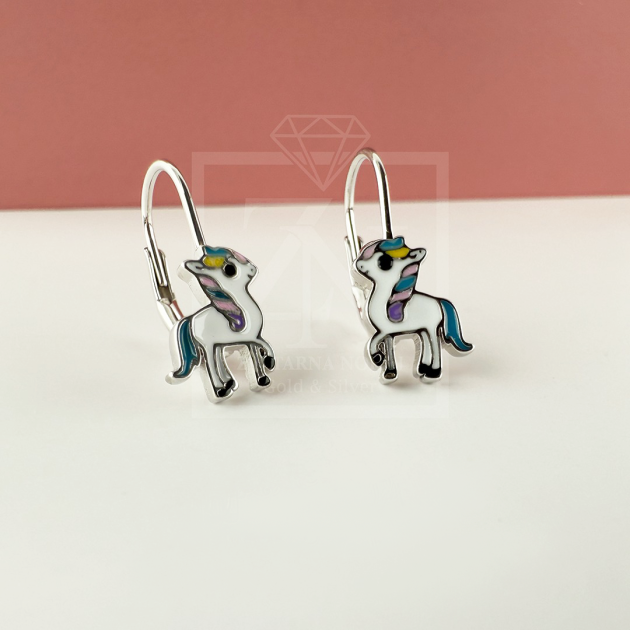 Srebrne viseće naušnice Unicorn Blue