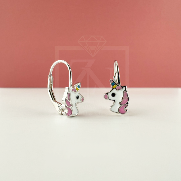 Srebrne viseće naušnice Unicorn