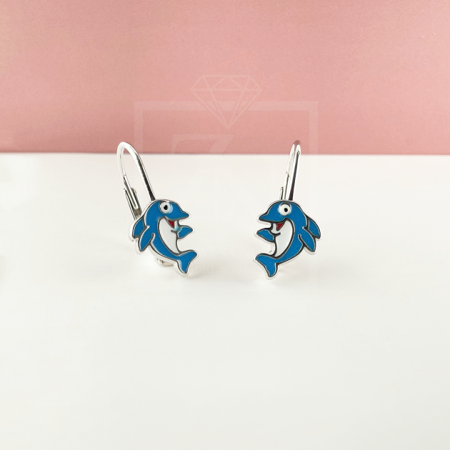 Srebrne viseće naušnice Dupin