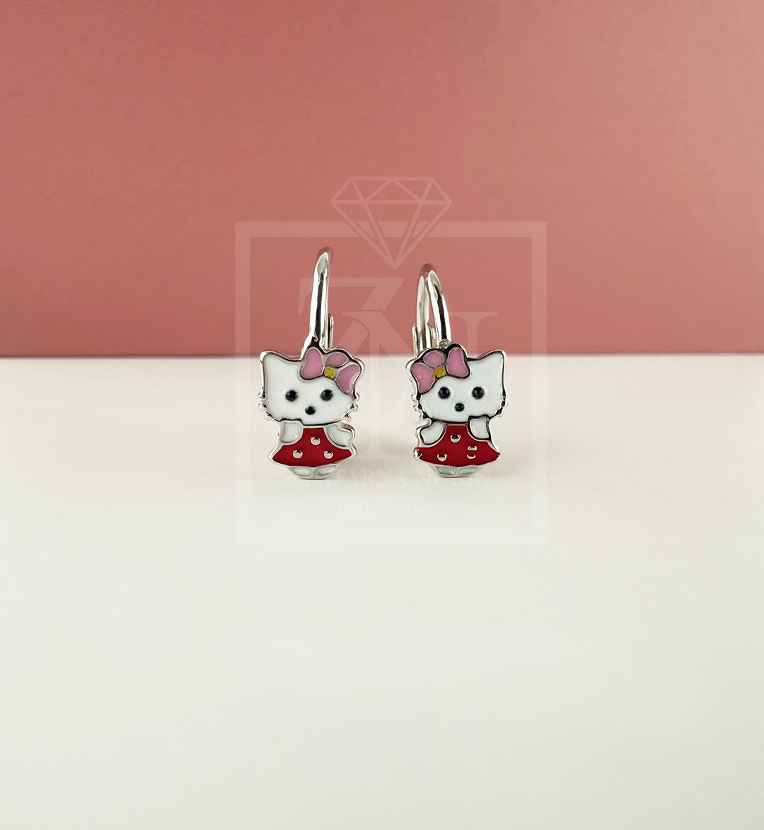 Srebrne viseće naušnice Hello Kitty