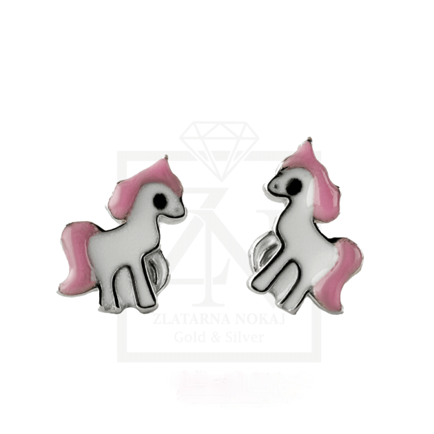 Srebrne naušnice na štift UNICORN3