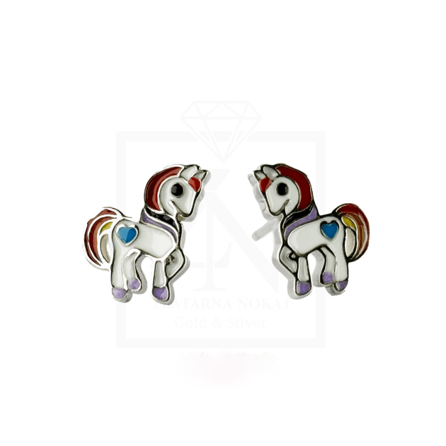 Srebrne naušnice na štift UNICORN6