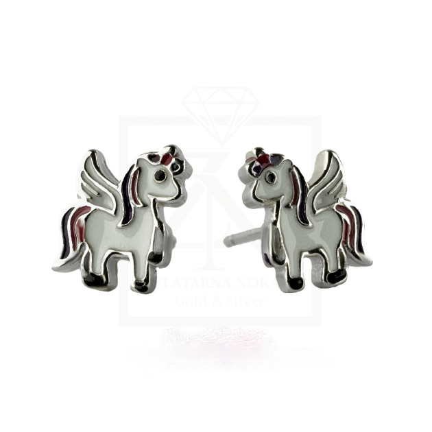 Srebrne naušnice na štift UNICORN2
