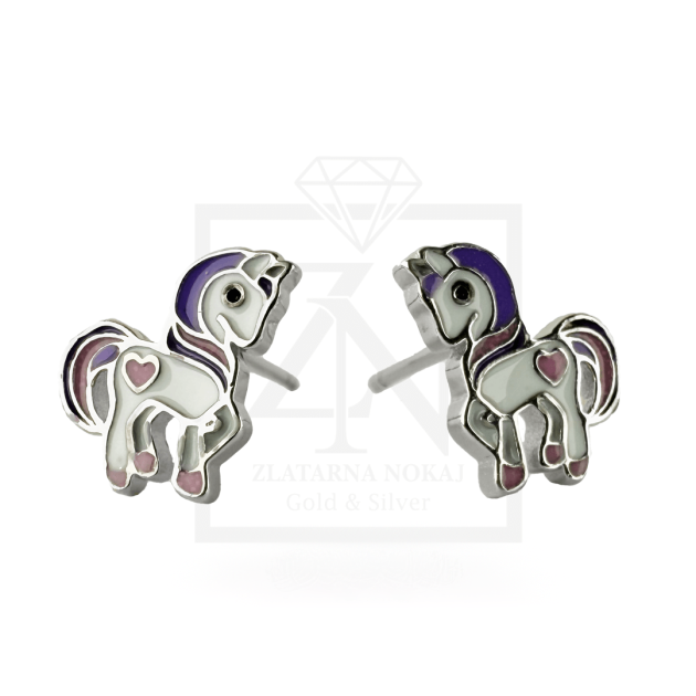 Srebrne naušnice na štift UNICORN7