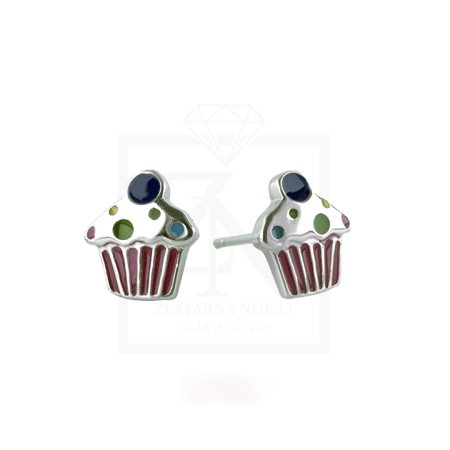 Srebrne naušnice na štift MUFFIN