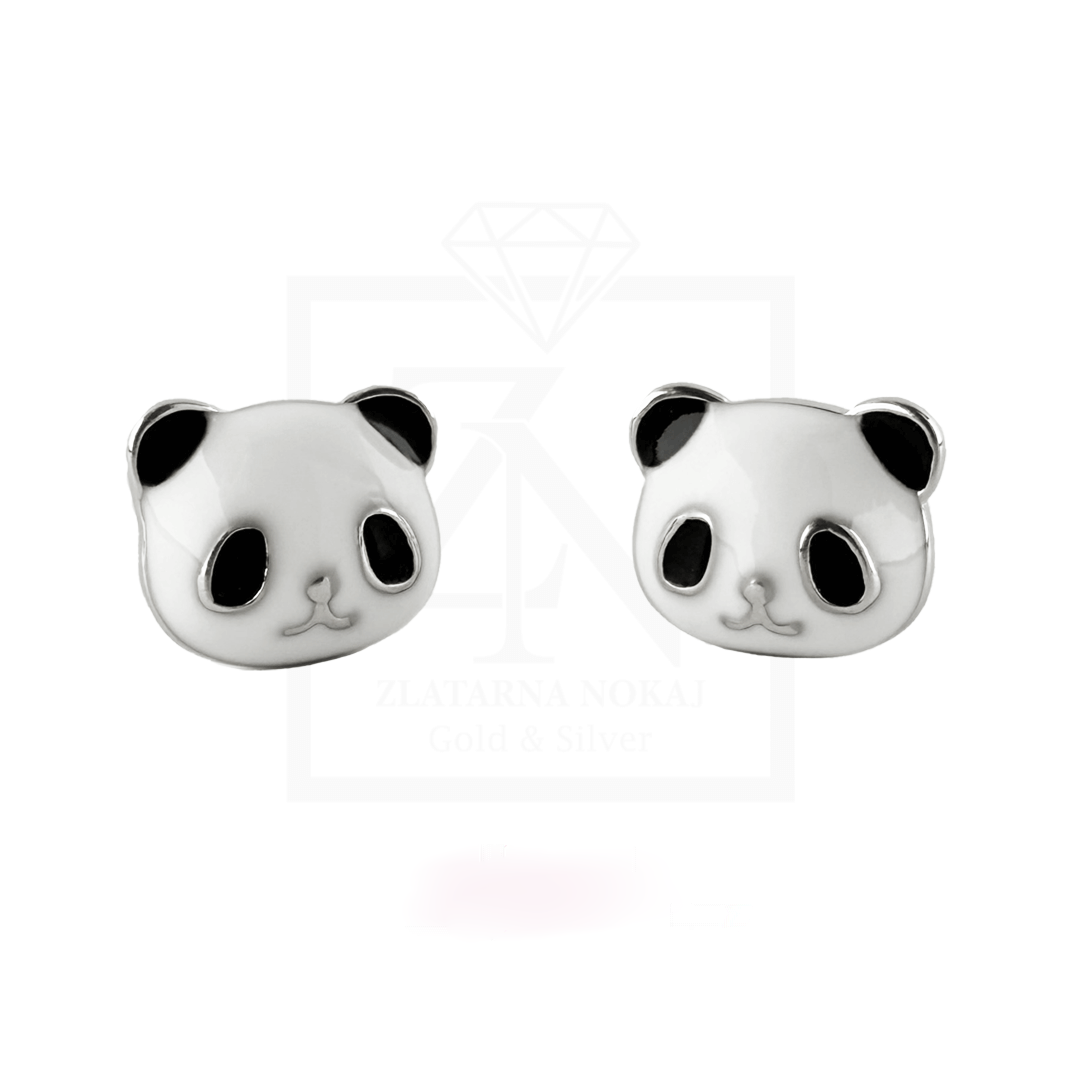 Srebrne naušnice na štift PANDA