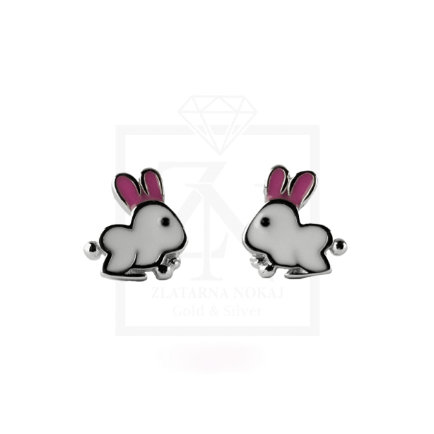 Srebrne naušnice na štift BUNNY
