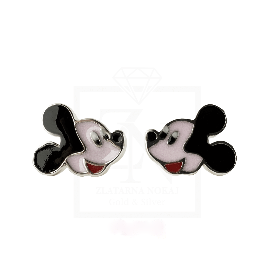 Srebrne naušnice na štift Mickey Mouse
