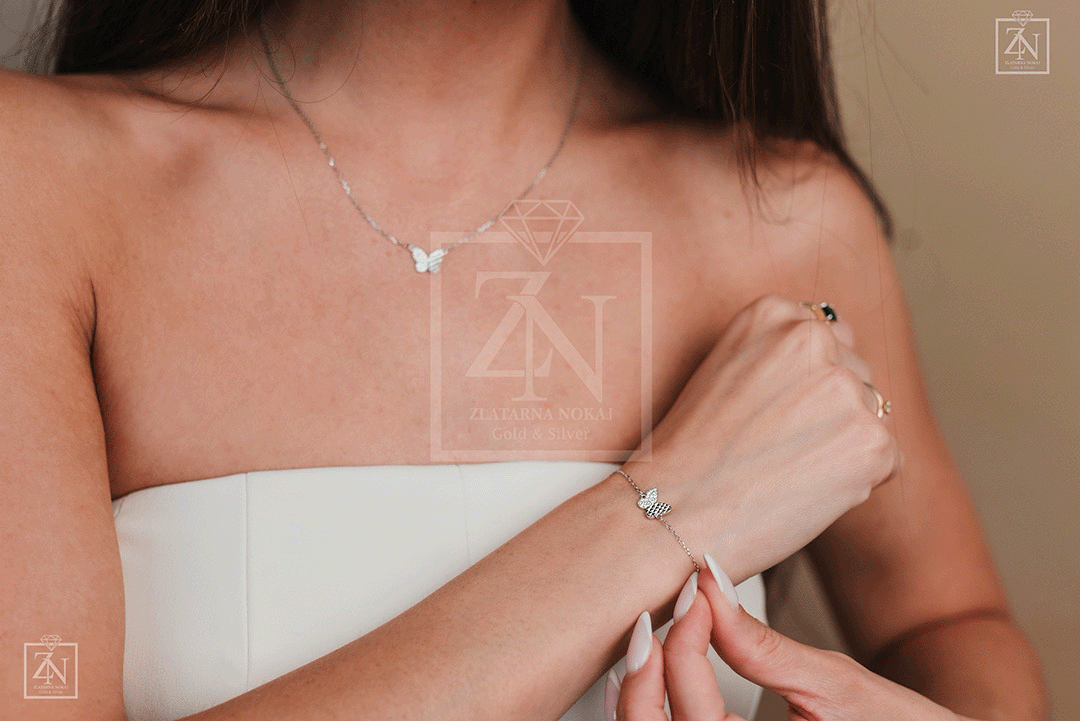 Srebrna narukvica Infinity Love pozlata - Slika 2