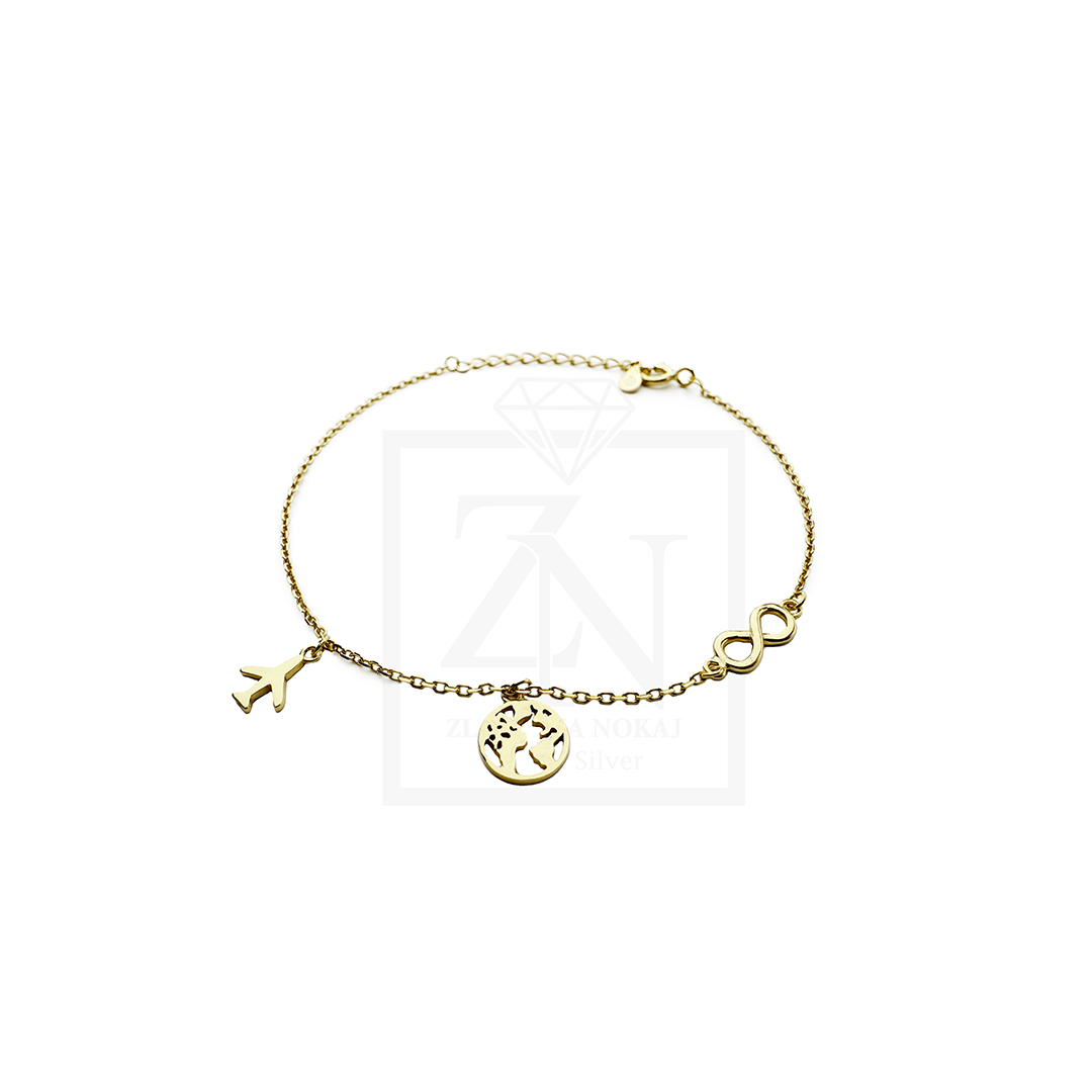 Srebrna narukvica Travel pozlata