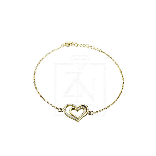 Srebrna narukvica Double Heart pozlata