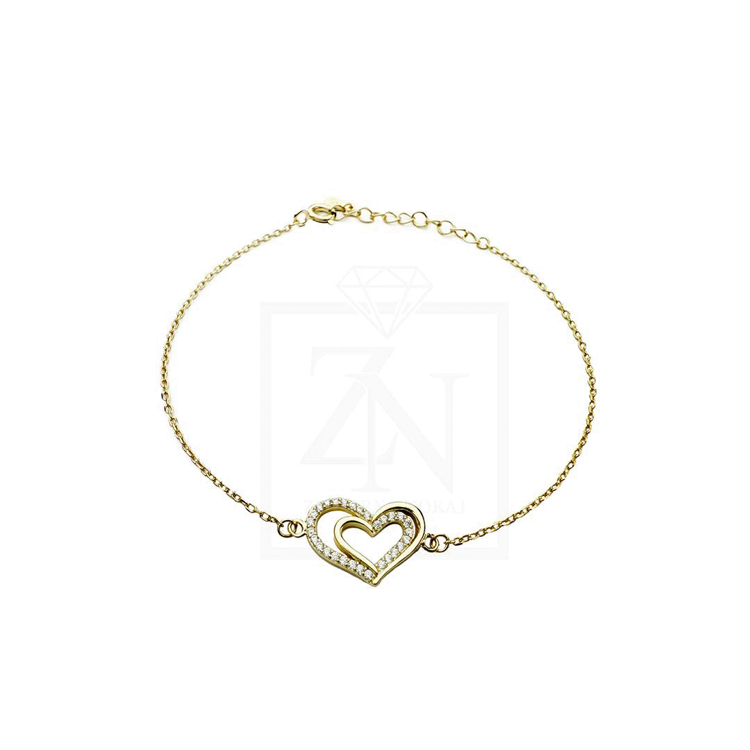 Srebrna narukvica Double Heart pozlata