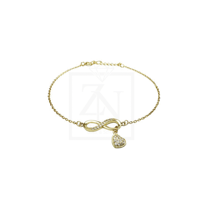Srebrna narukvica Infinity Heart pozlata