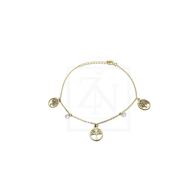 Srebrna narukvica Tree of Life pozlata