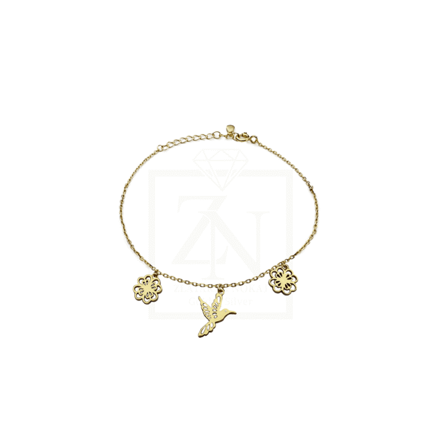 Srebrna narukvica Lastavica pozlata