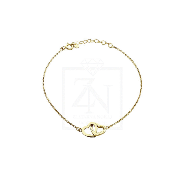 Srebrna narukvica Bound by heart pozlata