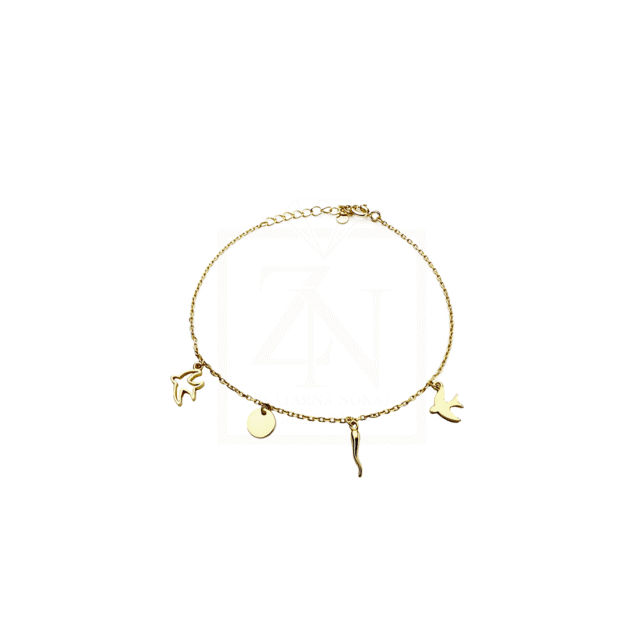 Srebrna narukvica Birds pozlata