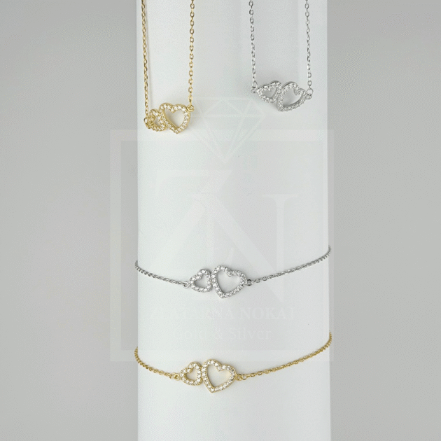 Srebrna narukvica 2Hearts pozlata