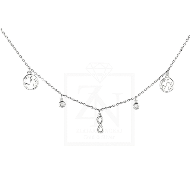 Srebrna ogrlica Earth infinity