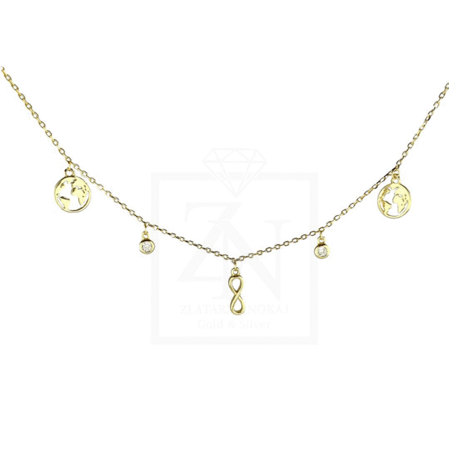 Srebrna ogrlica Earth infinity pozlata
