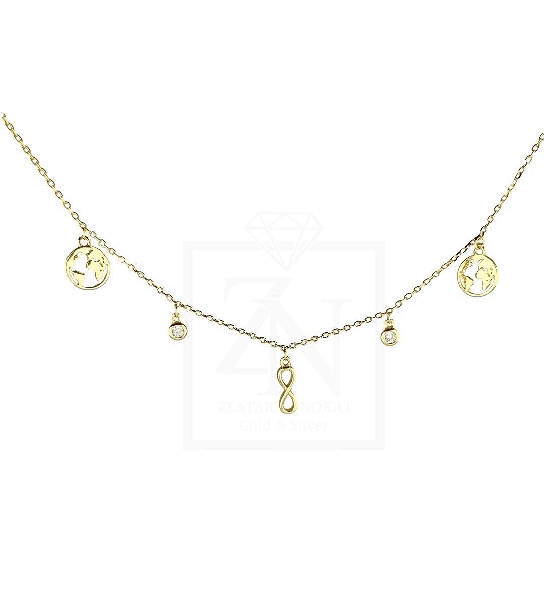 Srebrna ogrlica Earth infinity pozlata