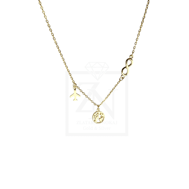 Srebrna ogrlica Ogrlica Travel pozlata