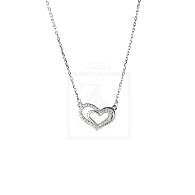 Srebrna ogrlica Double heart