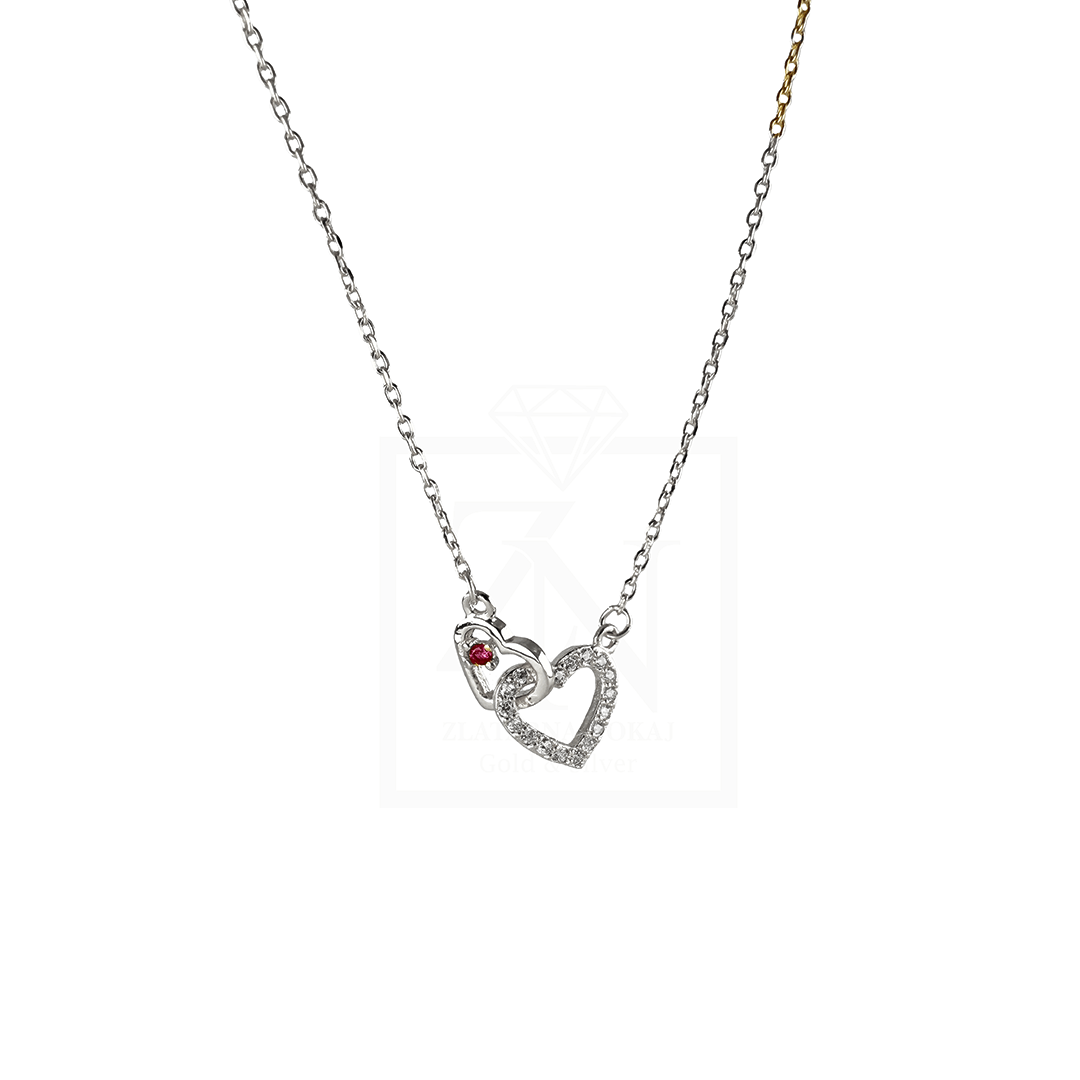 Srebrna ogrlica double Heart