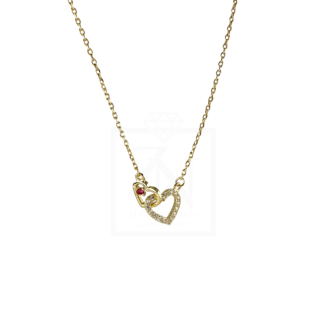 Srebrna ogrlica double Heart pozlata