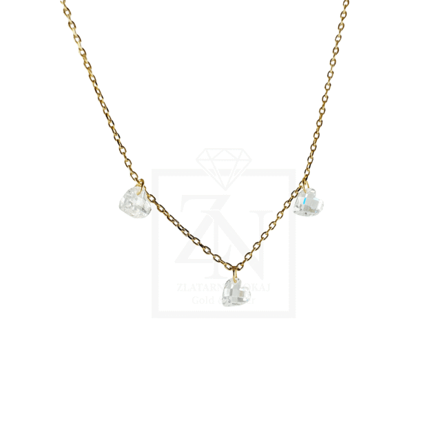 Srebrna ogrlica Shine Hearts pozlata