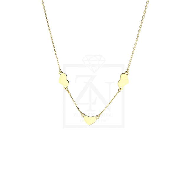 Srebrna ogrlica 3 simple hearts pozlata