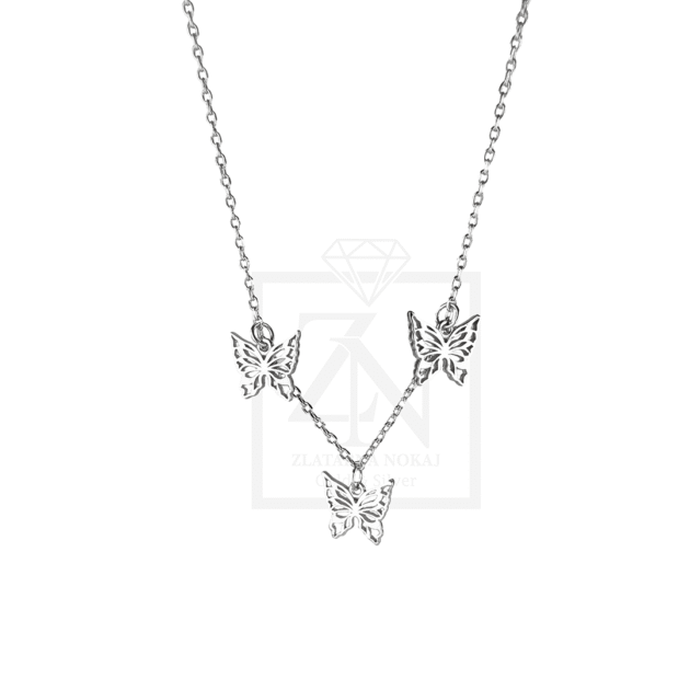 Srebrna ogrlica Butterfly