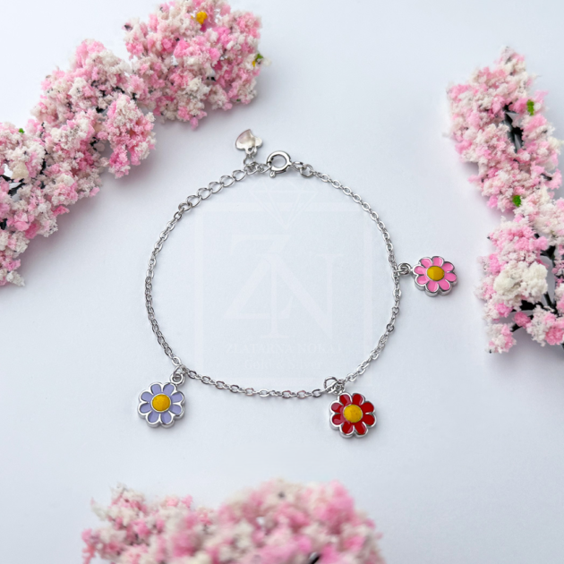 Srebrna narukvica Flowers