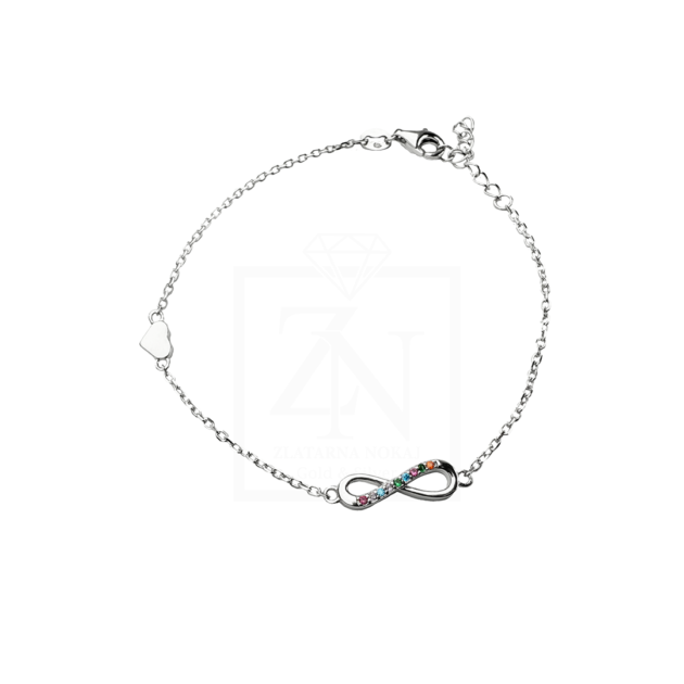 Srebrna narukvica Infinity rainbow
