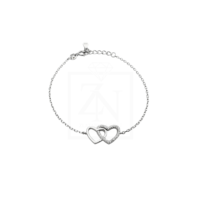 Srebrna narukvica Dva srca