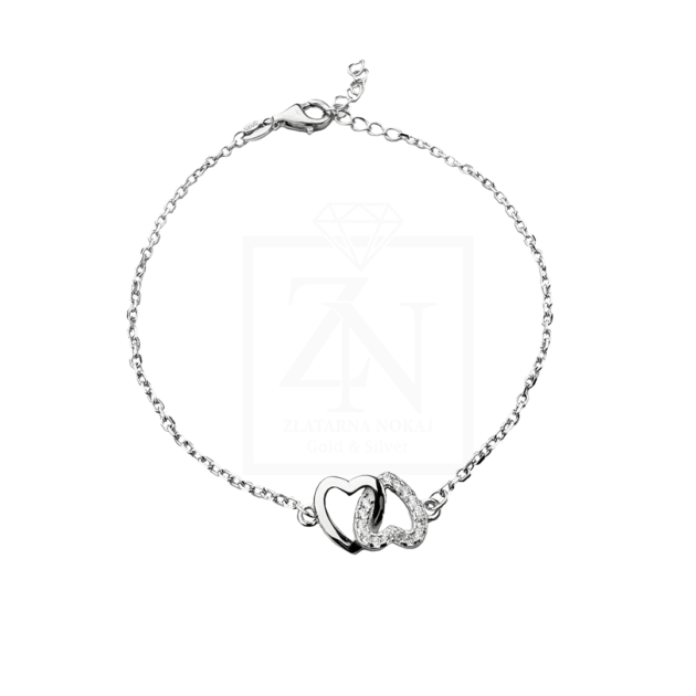 Srebrna narukvica Double heart