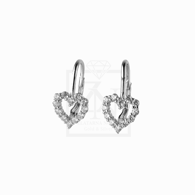 Srebrna viseće naušnice SRCE AURORA