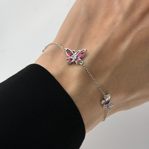 Srebrna narukvica Leptir rozi