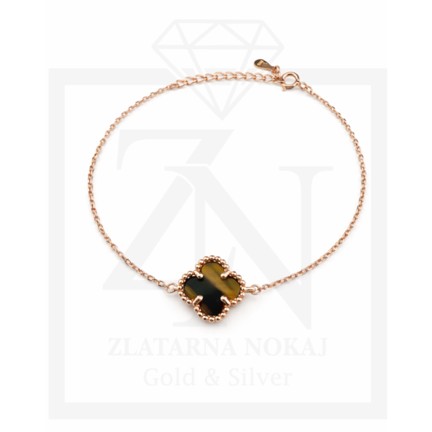 Srebrna narukvica Djetelina rose gold pozlata