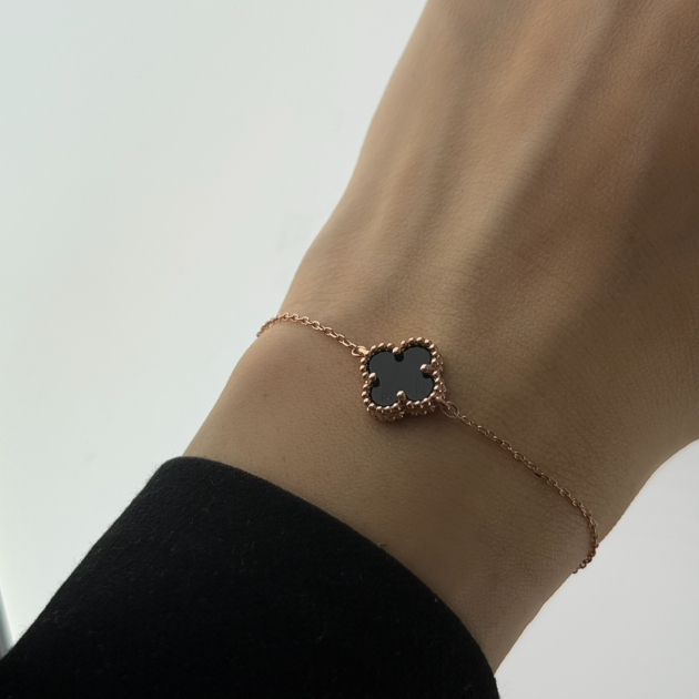 Srebrna narukvica Djetelina rose gold pozlata