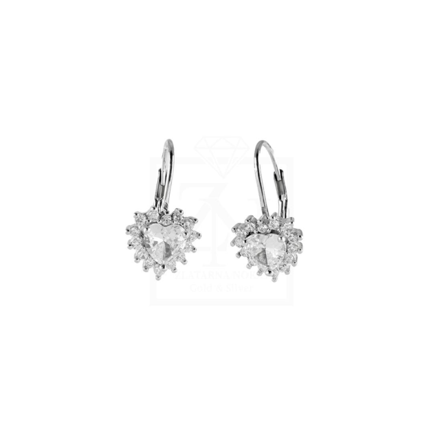 Srebrna viseće naušnice Heart cristal