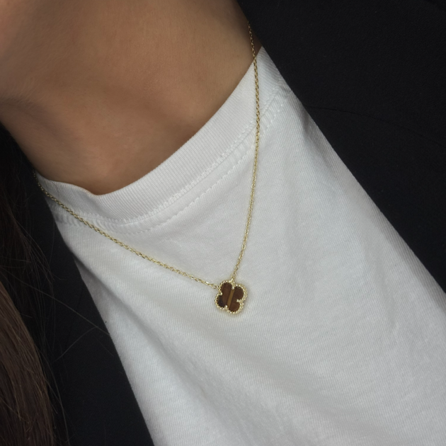 Srebrna ogrlica Djetelina pozlata