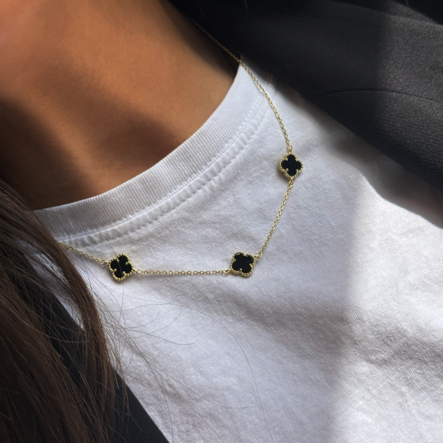 Srebrna ogrlica Djetelina triple clover pozlata