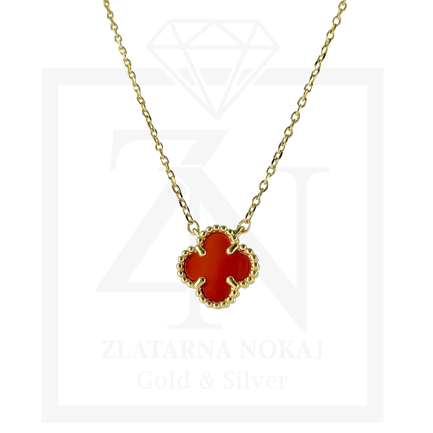 Srebrna ogrlica Djetelina pozlata - Slika 2